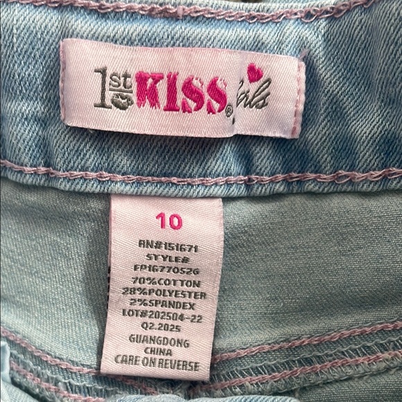 1st Kiss Light Blue Wide Leg Jeans with Pink Floral Accents - Picture 5 of 9
